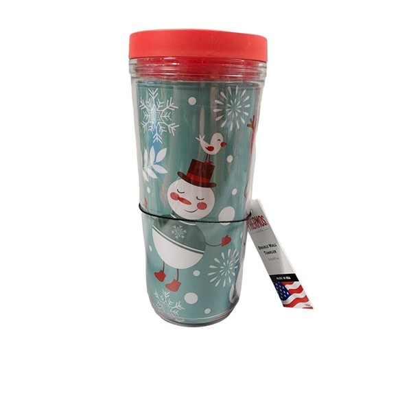 Thermos Double Wall Christmas Tumblers 16 oz Kit Snowman Skating NWT - Picture 3 of 9